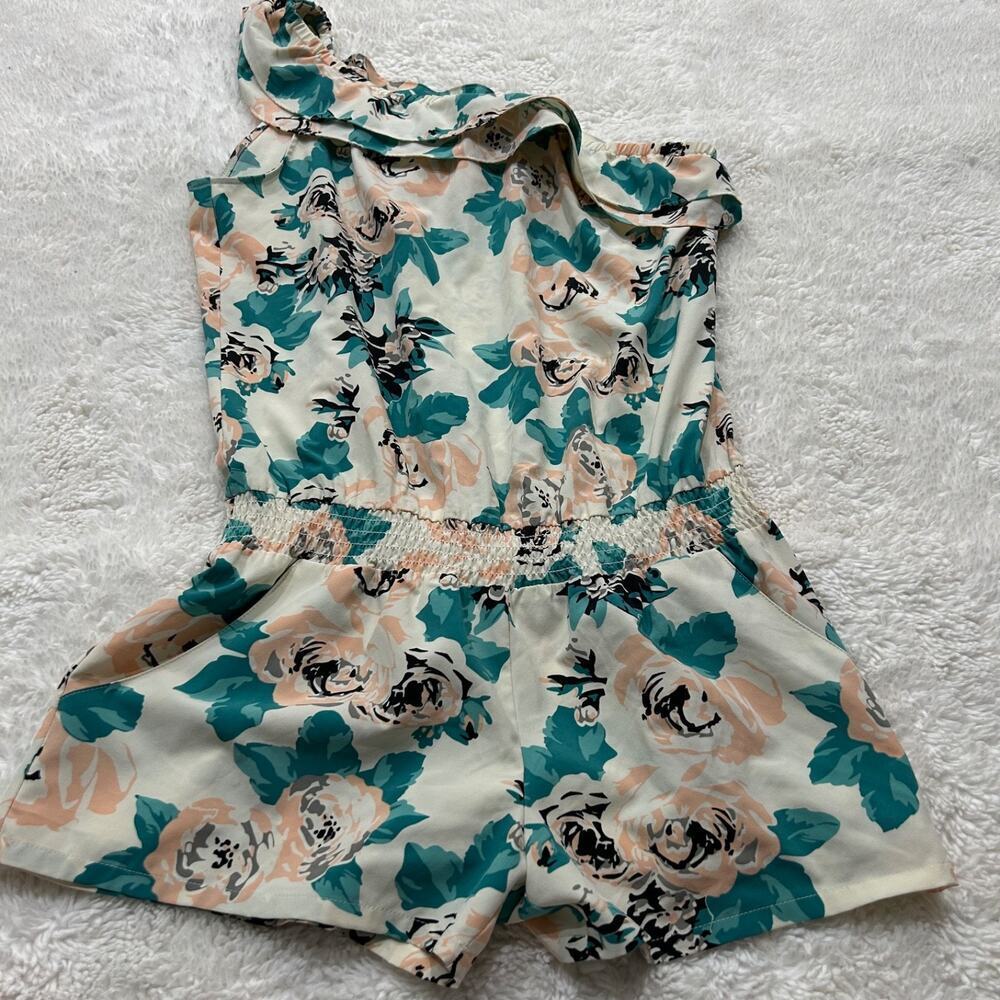 Guess Women's Sz M Floral Multicolor Romper Off The Shoulder Y2K Clubbing Era
